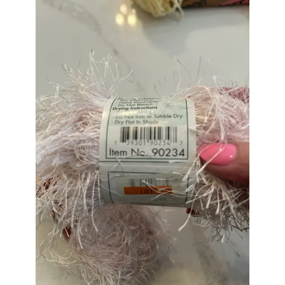 Lot Of 3 Skeins‎ Tickle Knitting Yarn Pink #90234 Eyelash 50g 67 Yds Sullivans